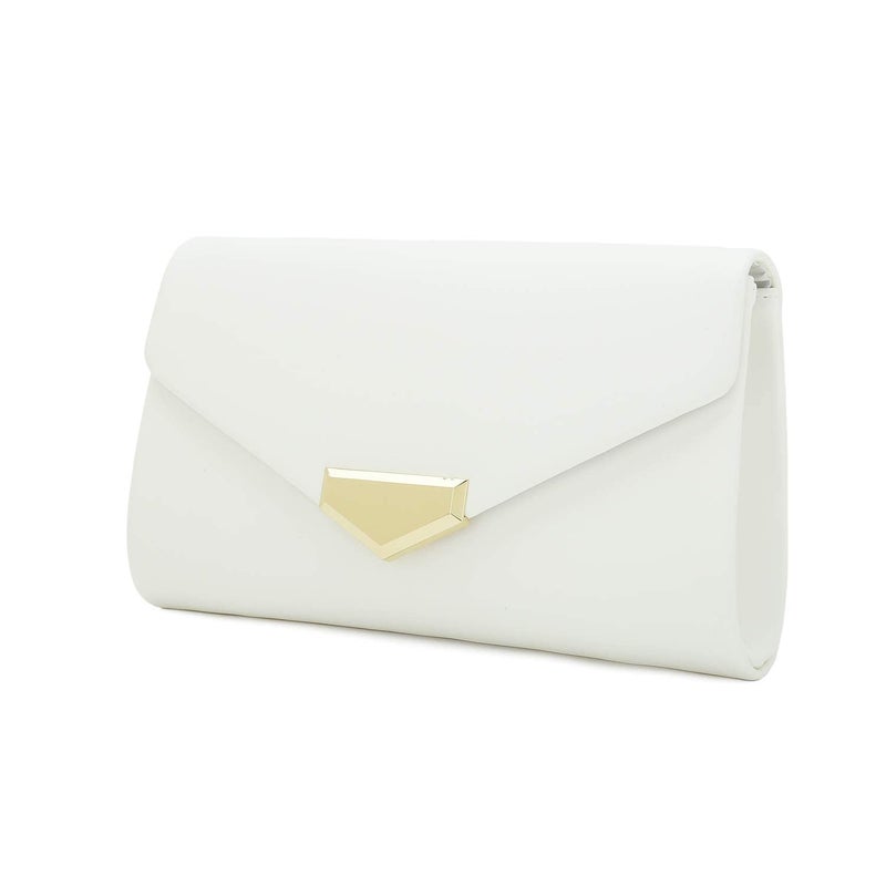 CHARMING TAILOR PU Clutch Purse for Women Evening Bag Chic Clutch Handbag for Special-occasion (White) - Image 2